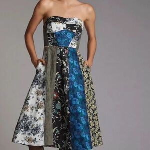 Anthropologie Multicolor Strapless Dress